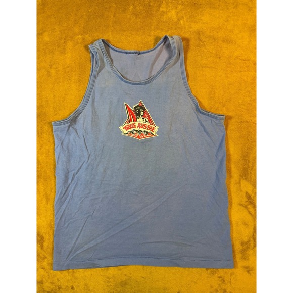 VTG 1992 True Aussie Original Surfwear Tank Top Blue Graphic Print Surfer Vibe - Picture 11 of 14